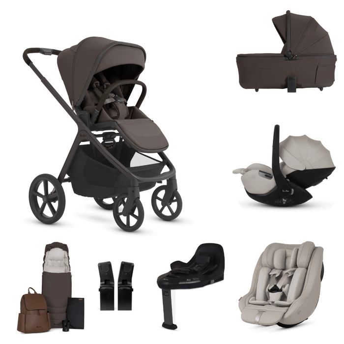 Silver Cross Cove 2 All-Terrain Stroller Ultimate 360 Family Car Seat Bundle - Chocolate **ETA End of Nov/ Early December**
