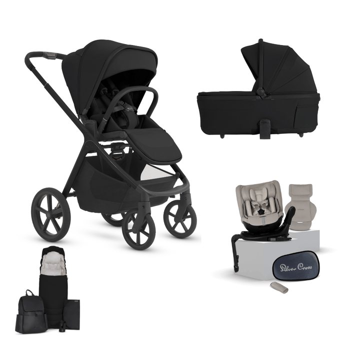 Silver Cross Cove 2 All-Terrain Stroller Ultimate Motion 360 Car Seat Bundle - Onyx **Delivery is End of October, taking PRE-ORDERS NOW**