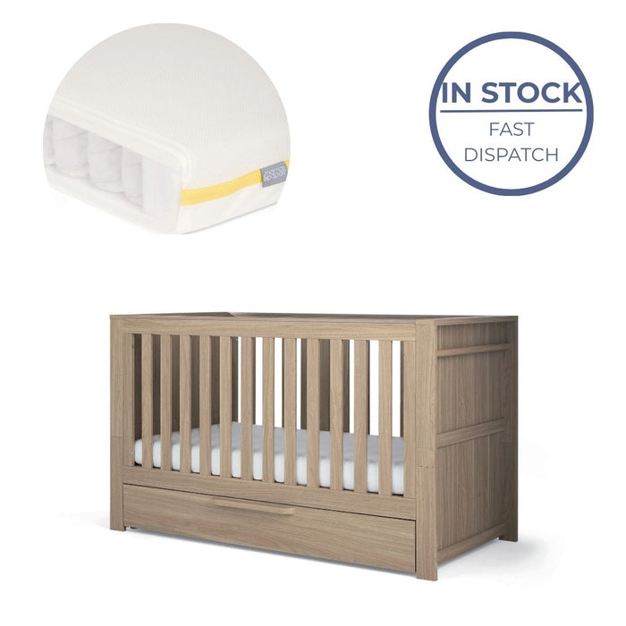 Mamas and Papas Franklin Oak - Cot + Mattress Bundle