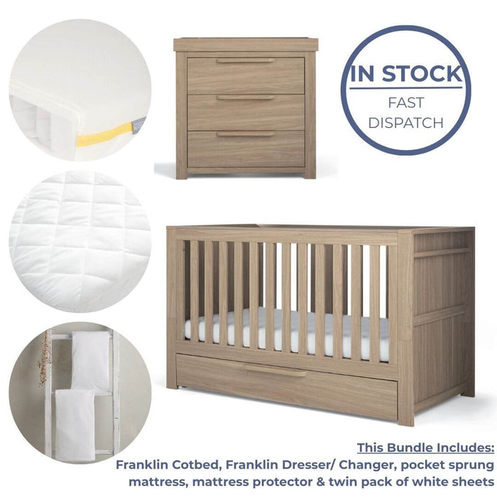 Mamas and Papas Franklin Nursery Essentials Bundle - Oak