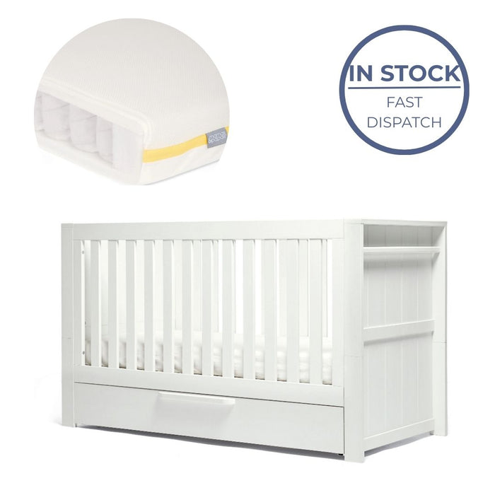 Mamas and Papas Franklin White Wash Cot + Mattress Bundle