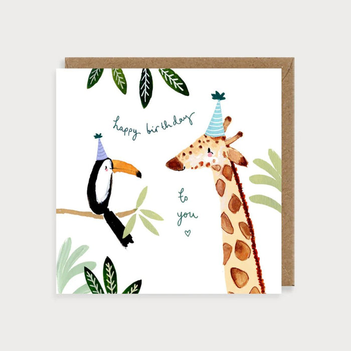 Toucan & Giraffe Happy Birthday Gift Card