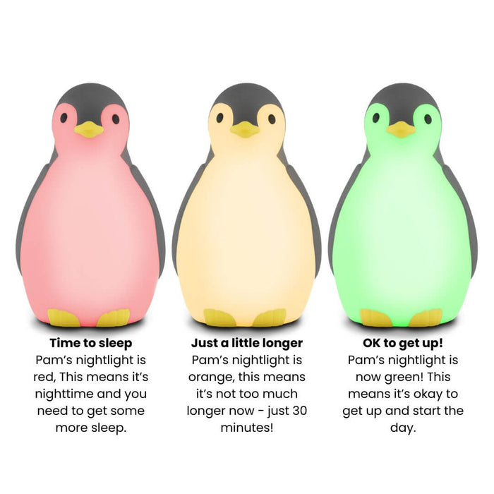 Zazu Pam Penguin Sleep Trainer + Nightlight - Grey