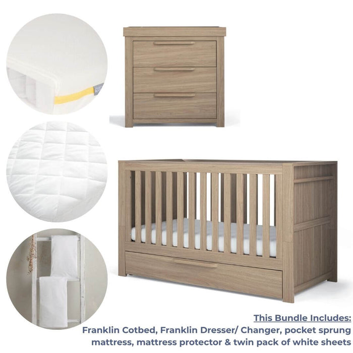 Mamas and Papas Franklin Nursery Essentials Bundle - Oak
