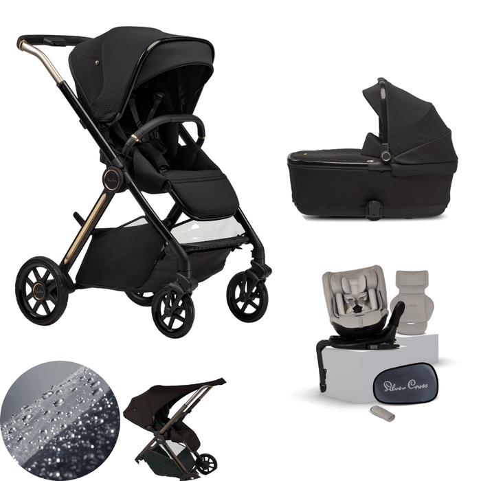 Silver Cross Reef 2 Stroller + Carrycot + Motion Car Seat Bundle - Espresso