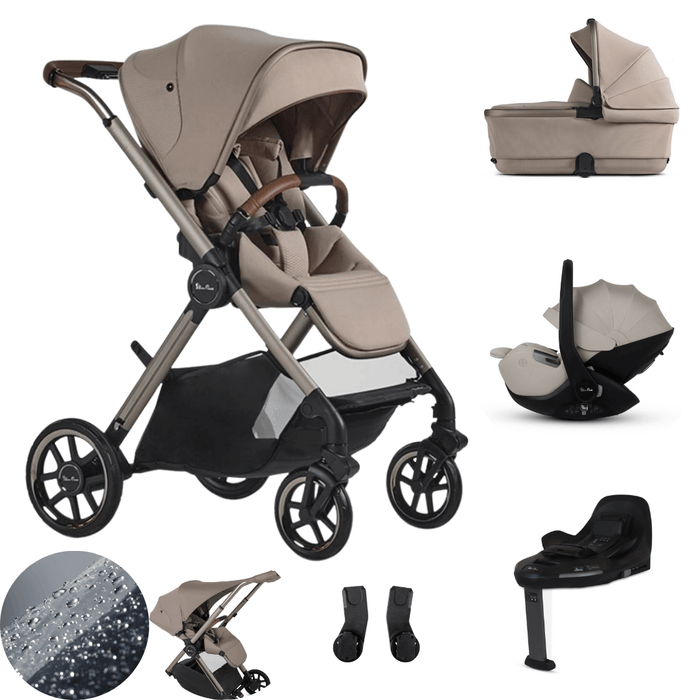 Silver Cross Reef 2 Stroller + Carrycot Bundle with Glide 360 Capsule & Base - Frappe *PRE-ORDER END OF JUNE DELIVERY*