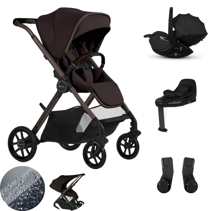 Silver Cross Reef 2 Stroller Bundle with Glide 360 Capsule & Base - Ganache