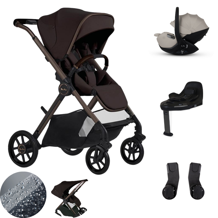 Silver Cross Reef 2 Stroller Bundle with Glide 360 Capsule & Base - Ganache