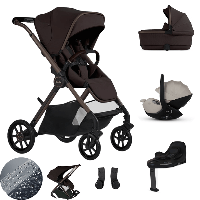 Silver Cross Reef 2 Stroller + Carrycot Bundle with Glide 360 Capsule & Base - Ganache