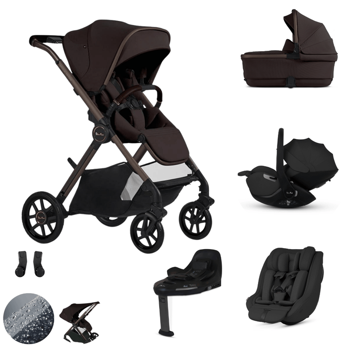Silver Cross Reef 2 Stroller Ultimate 360 Family Car Seat Bundle - Ganache