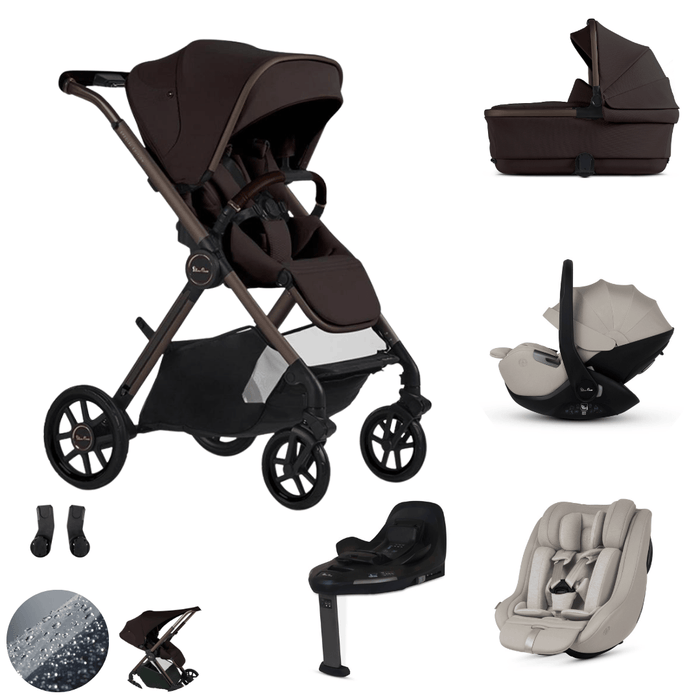 Silver Cross Reef 2 Stroller Ultimate 360 Family Car Seat Bundle - Ganache
