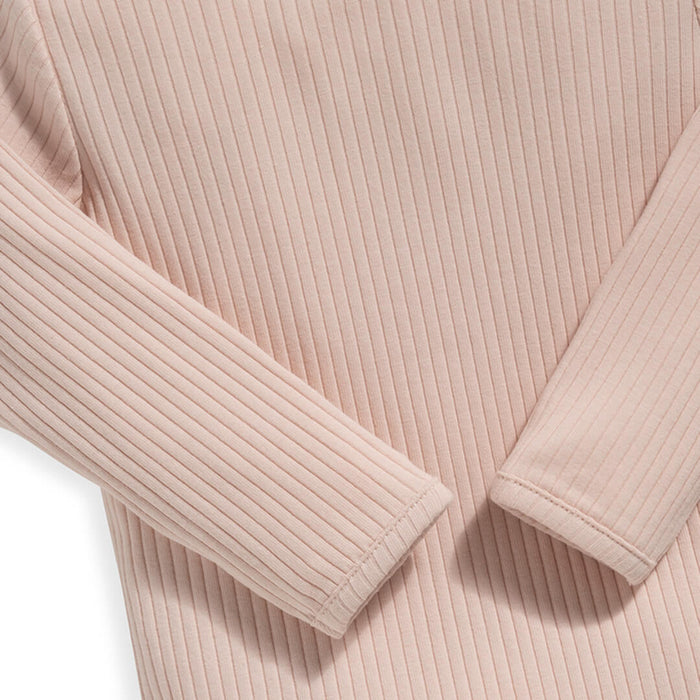 Mamas and Papas Organic Cotton Ribbed Long Sleeve Bodysuit - Pink