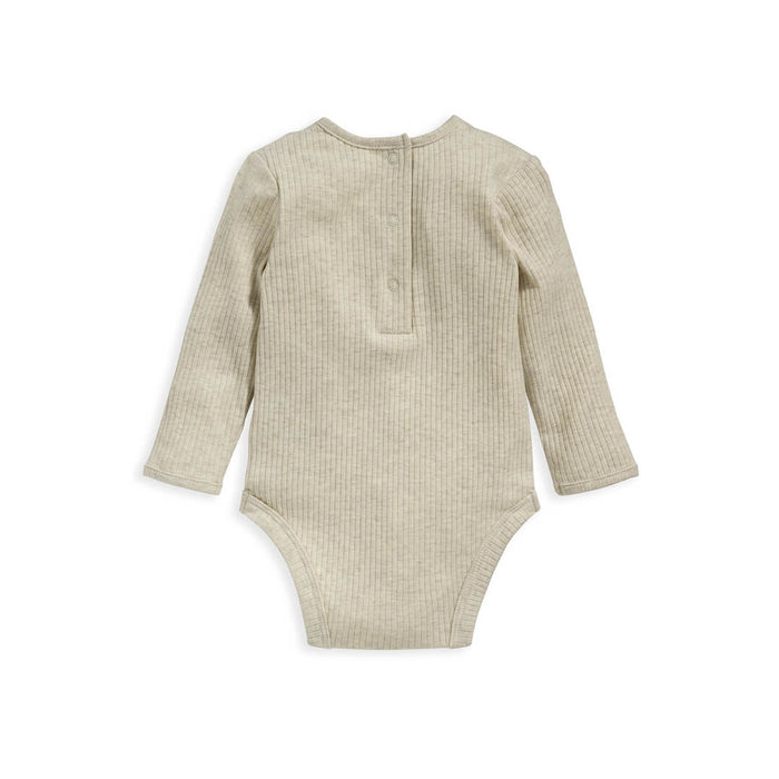 Mamas and Papas Organic Cotton Ribbed Long Sleeve Bodysuit - Oatmeal - NEWBORN Size