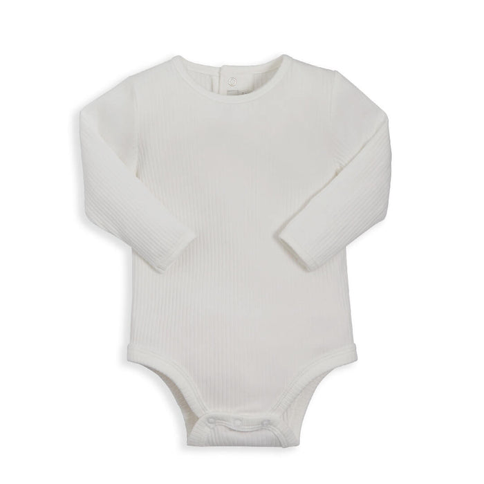 Mamas and Papas Organic Cotton Ribbed Long Sleeve Bodysuit - White - NEWBORN Size