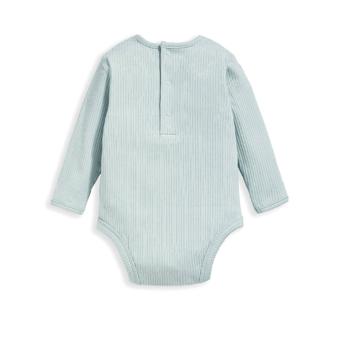 Mamas and Papas Organic Cotton Ribbed Long Sleeve Bodysuit - Blue - NEWBORN Size