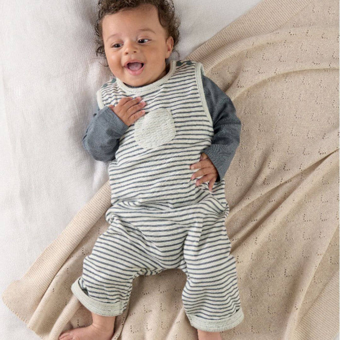 Mamas and Papas Blue Stripe Dungarees & Bodysuit - 2 Piece Set