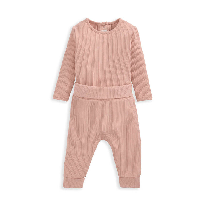 Mamas and Papas Pink Organic Cotton Ribbed Set - 2 Piece Set