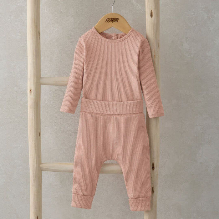 Mamas and Papas Pink Organic Cotton Ribbed Set - 2 Piece Set