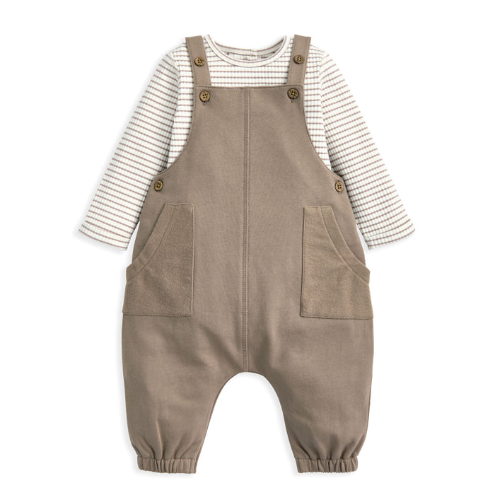 Mamas and Papas Dungarees & Stripe Bodysuit - 2 Piece Set