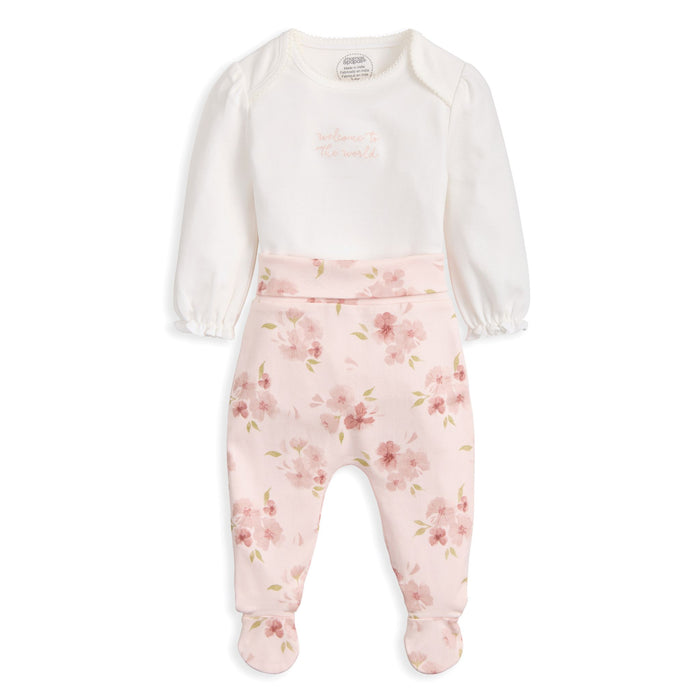 Mamas and Papas Embroidered Bodysuit & Floral Leggings - 2 Piece Set