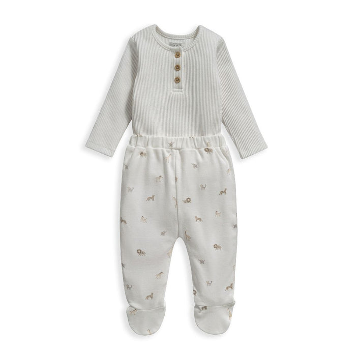 Mamas and Papas Ribbed Bodysuit & Safari Print Pants - 2 Piece Set