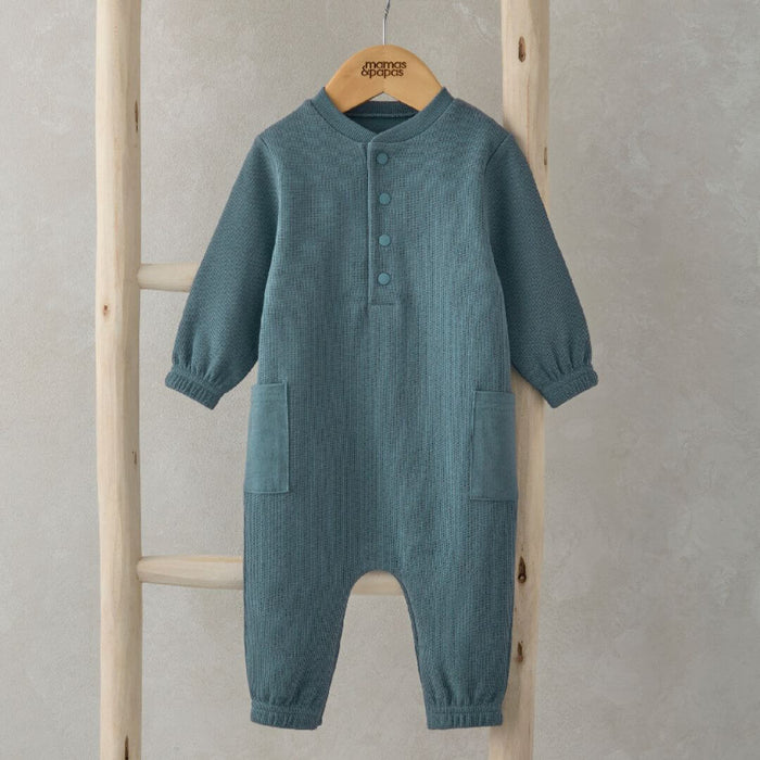 Mamas and Papas Blue Pocket Romper