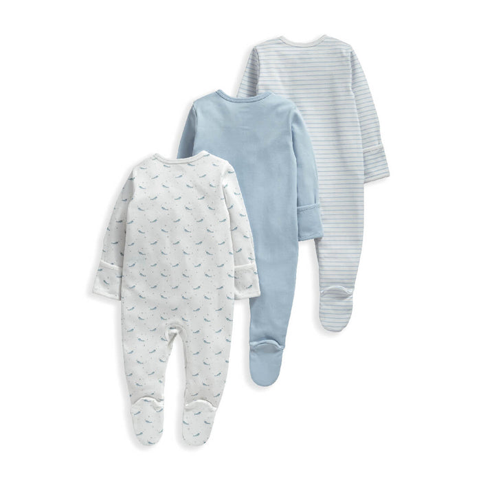 Mamas and Papas Blue & White Whales Onesies - 3 Pack - NEWBORN SIZE