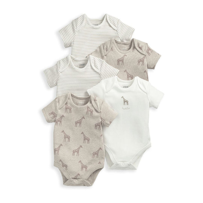 Mamas and Papas Giraffe Short Sleeve Bodysuits - 5 Pack