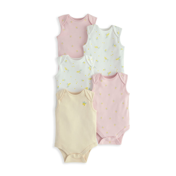 Mamas and Papas Lemon Sleeveless Bodysuits - 5 Pack