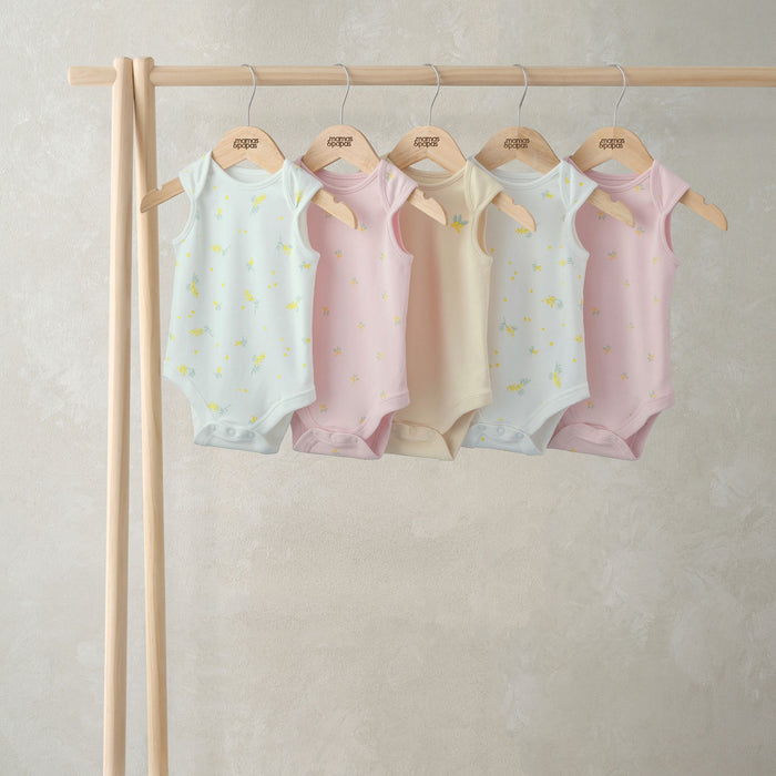 Mamas and Papas Lemon Sleeveless Bodysuits - 5 Pack