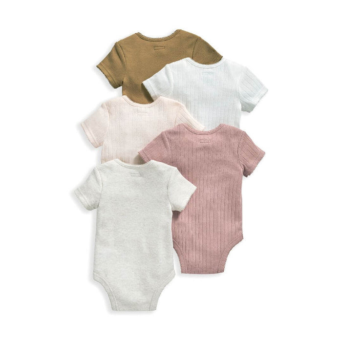 Mamas and Papas Neutral Pink Pointelle Short Sleeve Bodysuits - 5 Pack