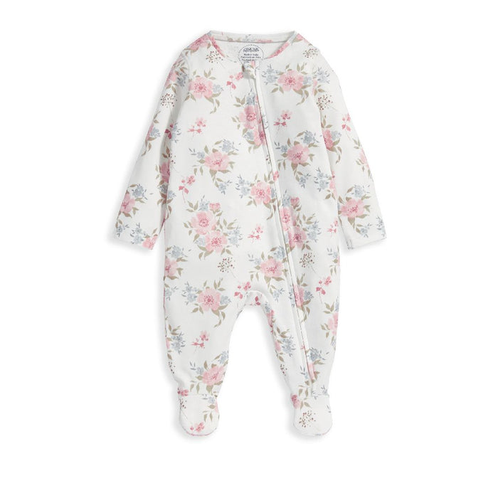 Mamas and Papas Pink Floral Onesie with Zip