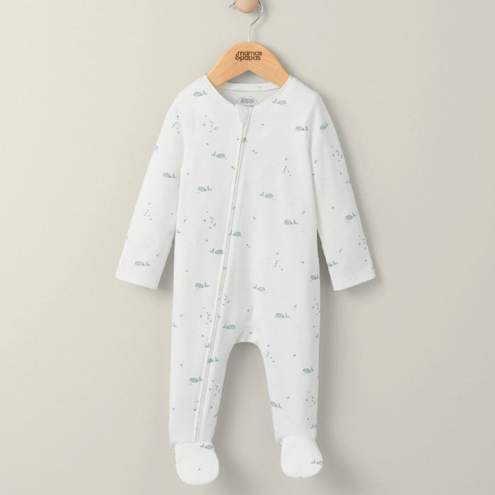 Mamas and Papas Whale Onesie with Zip