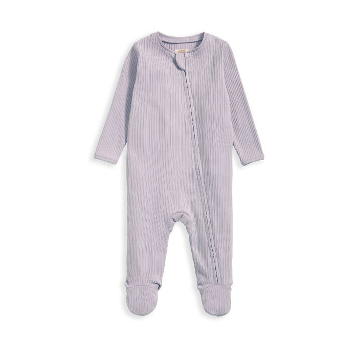 Mamas and Papas Organic Cotton Ribbed Onesie with Zip - Heather Purple