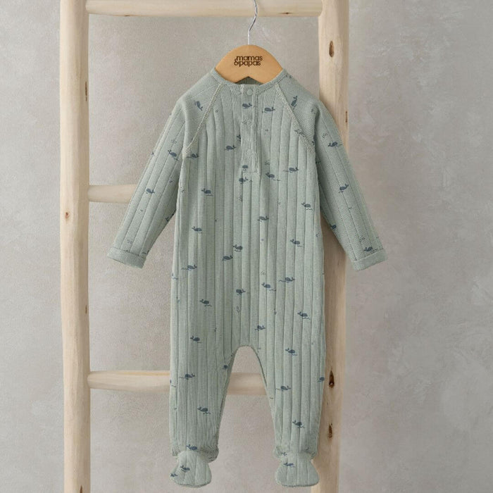 Mamas and Papas Whale Ribbed Onesie