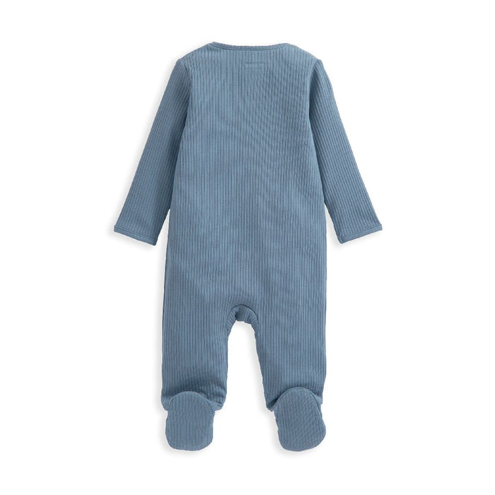 Mamas and Papas Organic Cotton Ribbed Onesie with Zip - Petrol Blue