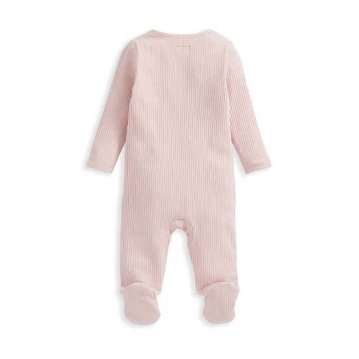 Mamas and Papas Organic Cotton Ribbed Onesie with Zip - Pink - NEWBORN Size
