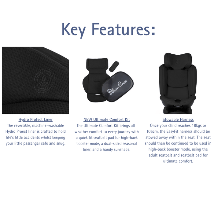 Silver Cross Motion3 All Size 360 Car Seat - Iconic Black *COMING Late June*