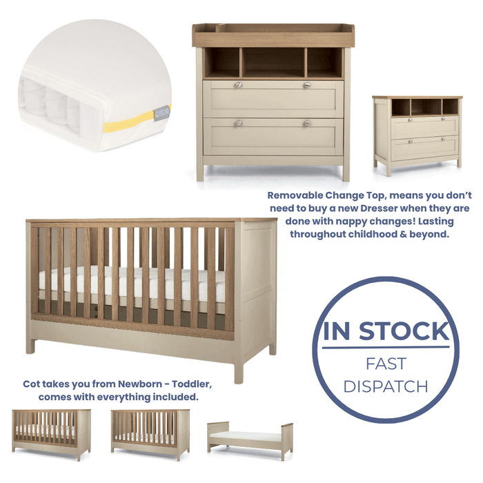 Mamas and Papas Harwell Cashmere Bundle - Cot + Dresser + Mattress