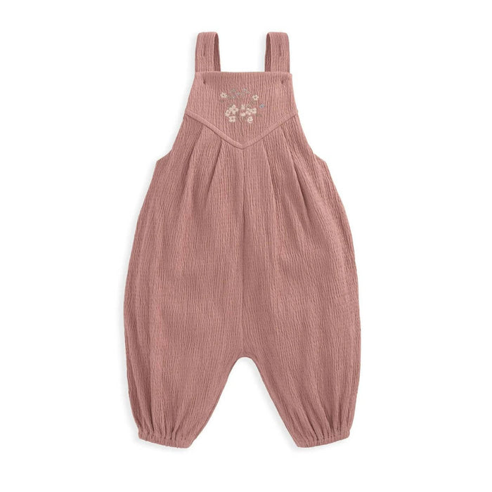 Mamas and Papas Pink Flower Crinkle Dungarees & Bodysuit - 2 Piece Set