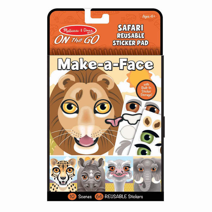 Melissa and Doug Make a Face Safari Reusable Sticker Pad - ONLINE ONLY