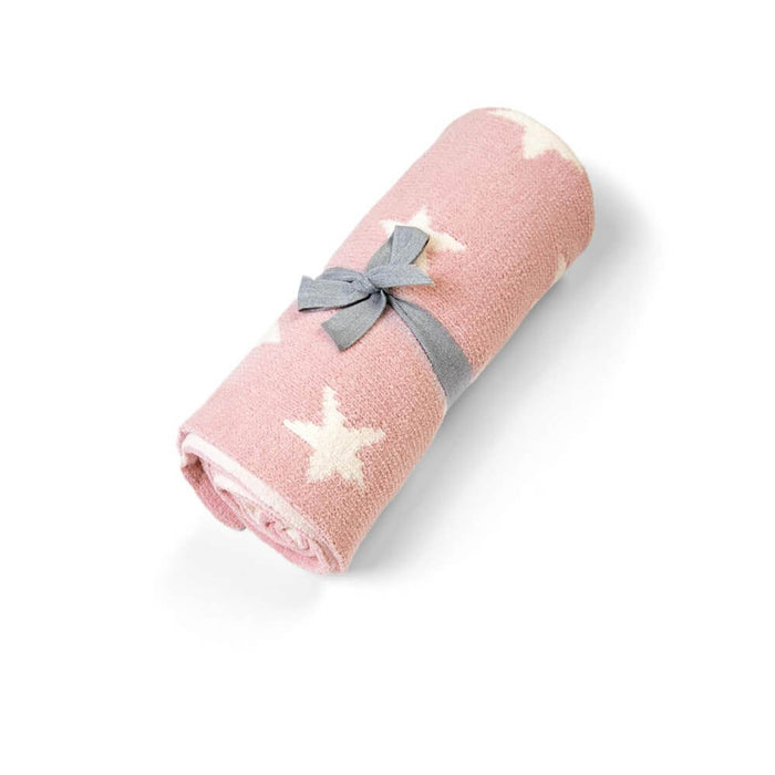 Mamas and Papas Pink Star Chenille Blanket