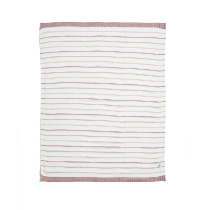 Mamas and Papas Pink & White Stripe Knitted Blanket