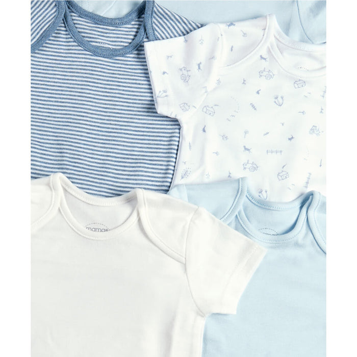 Mamas and Papas Blue Farm Short Sleeve Bodysuits - 5 Pack