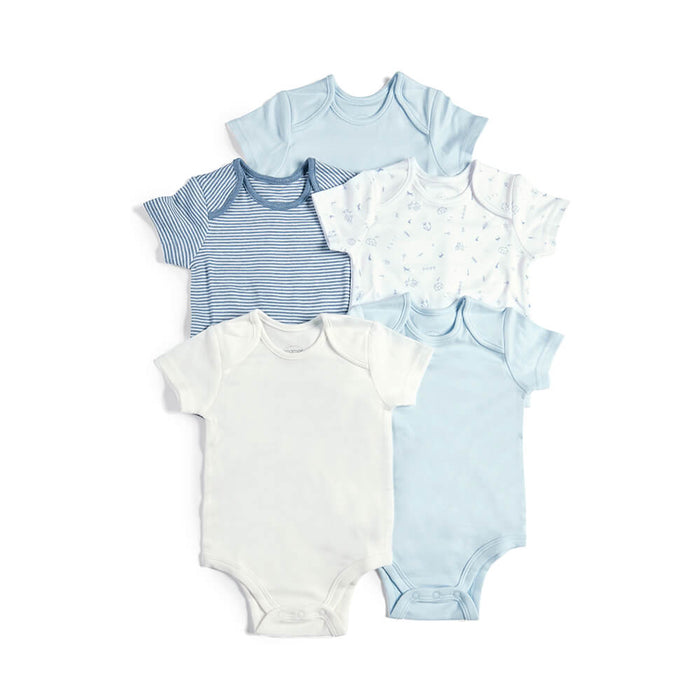 Mamas and Papas Blue Farm Short Sleeve Bodysuits - 5 Pack