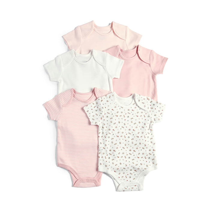 Mamas and Papas Pink Sweet Short Sleeve Bodysuits - 5 Pack