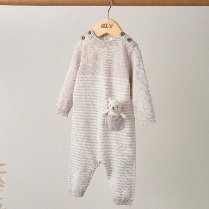 Mamas and Papas Knitted Romper with Bear