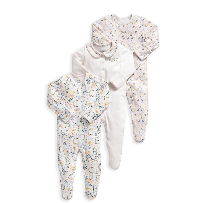Mamas and Papas Floral Alphabet Onesies - 3 Pack