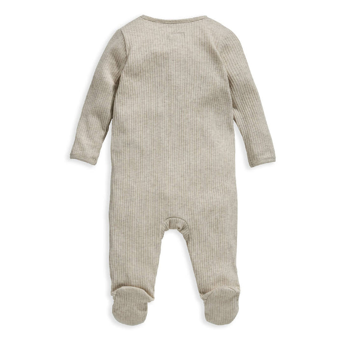 Mamas and Papas Organic Cotton Ribbed Onesie with Zip - Oatmeal