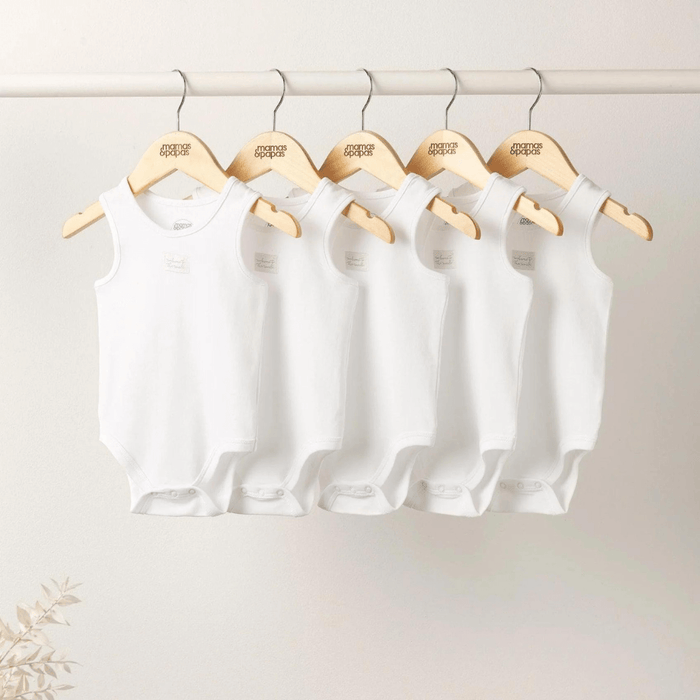 Mamas and Papas White Singlet Bodysuits - 5pack